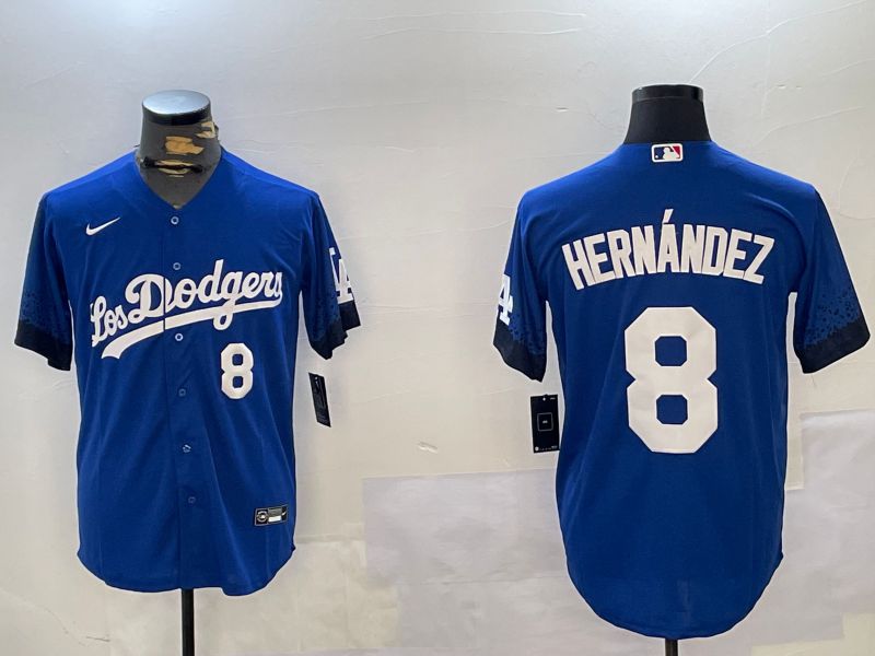 Men Los Angeles Dodgers 8 Hernandez Blue Game 2024 Nike MLB Jersey style 11216